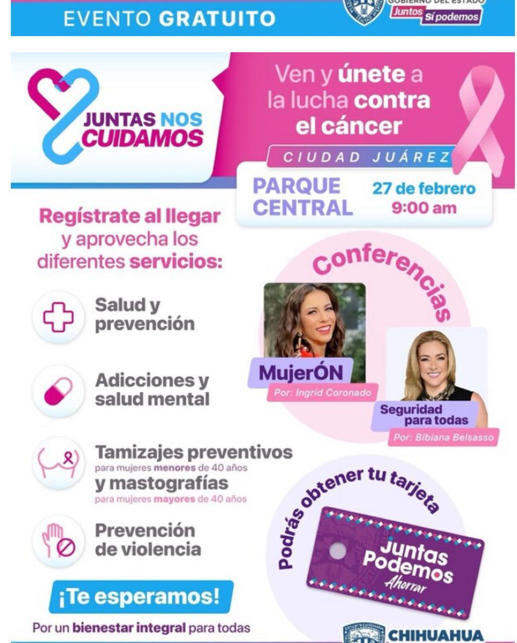 Invita Secretaría de Salud al evento “Juntas nos Cuidamos” en las ciudades de Juárez y Chihuahua