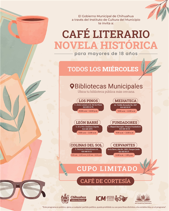 PARTICIPA EN EL CAFÉ LITERARIO NOVELA HISTÓRICA DE LAS BIBLIOTECAS MUNICIPALES