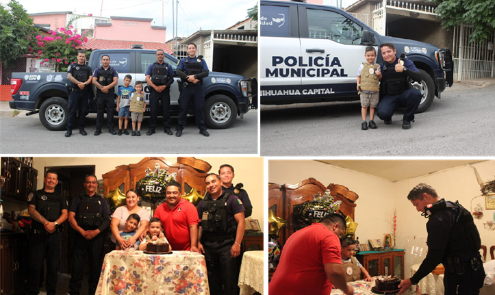 SORPRENDEN POLICÍAS DE PROXIMIDAD A NIÑO EN SU CUMPLEAÑOS