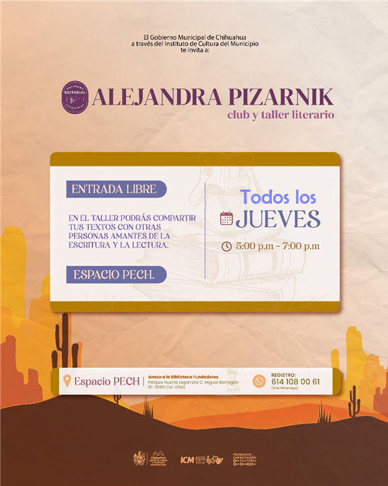 INVITA MUNICIPIO AL CLUB Y TALLER LITERARIO ALEJANDRA PIZARNIK