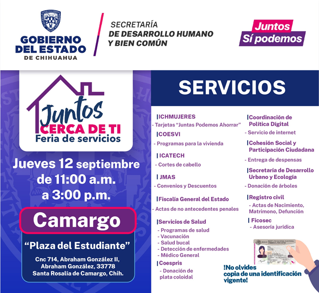 INVITAN A LA FERIA DE SERVICIOS “JUNTOS CERCA DE TI” EN CAMARGO