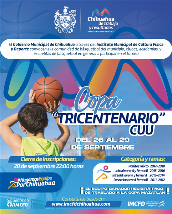 INVITA MUNICIPIO A EQUIPOS DE BÁSQUETBOL A PARTICIPAR EN LA COPA TRICENTENARIO CUU