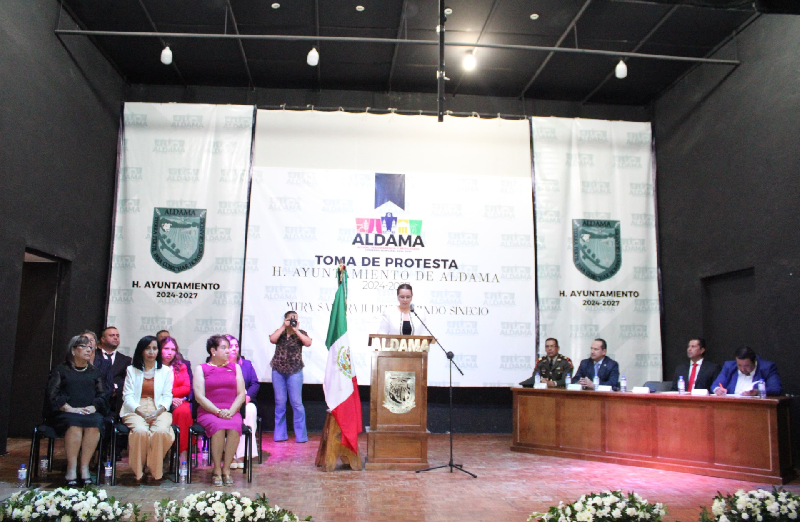 TOMA PROTESTA LA PRIMERA ALCALDESA EN LA HISTORIA DE ALDAMA. 