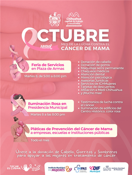 ESTAS ACTIVIDADES EN PREVENCIÓN DEL CÁNCER DE MAMA PREPARA MUNICIPIO PARA OCTUBRE