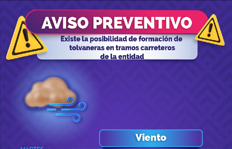 EMITE PROTECCIÓN CIVIL AVISO PREVENTIVO ANTE PRONÓSTICO DE VIENTO