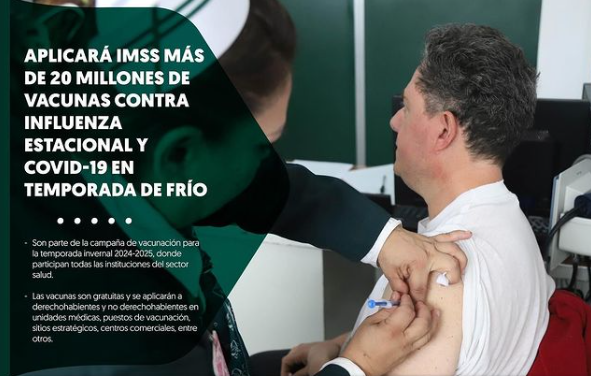 APLICARÁ IMSS MÁS DE 20 MILLONES DE VACUNAS. CONTRA INFLUENZA ESTACIONAL Y COVID-19 EN TEMPORADA DE FRÍO