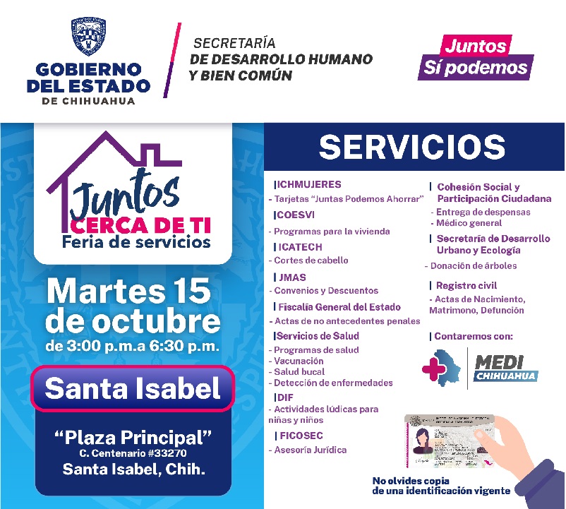 BENEFICIARÁN A FAMILIAS DE SANTA ISABEL CON LA FERIA DE SERVICIOS “JUNTOS CERCA DE TI”