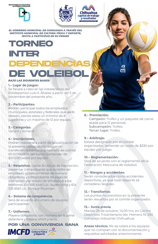 ¡ACTÍVATE CON TUS COLEGAS DEL TRABAJO! MUNICIPIO INVITA A PARTICIPAR EN EL TORNEO DE VOLEIBOL