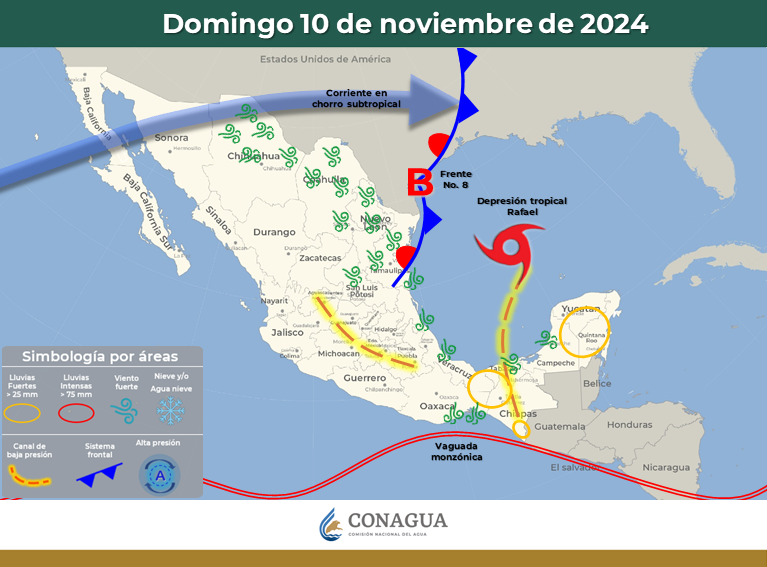 EL FRENTE No. 8 ORIGINARÁ VIENTOS FUERTES CON POSIBLES TOLVANERAS EN EL NORTE Y NORESTE DEL PAÍS.