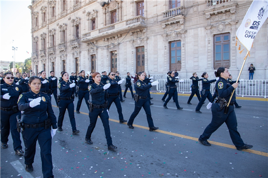 PARTICIPARON CERCA DE 600 ELEMENTOS DE LA DSPM EN EL 114 DESFILE REVOLUCIONARIO