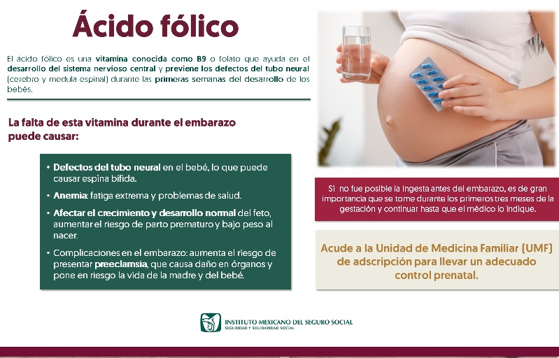 PROMUEVE IMSS CHIHUAHUA CONSUMO DE ÁCIDO FÓLICO DURANTE EMBARAZO  