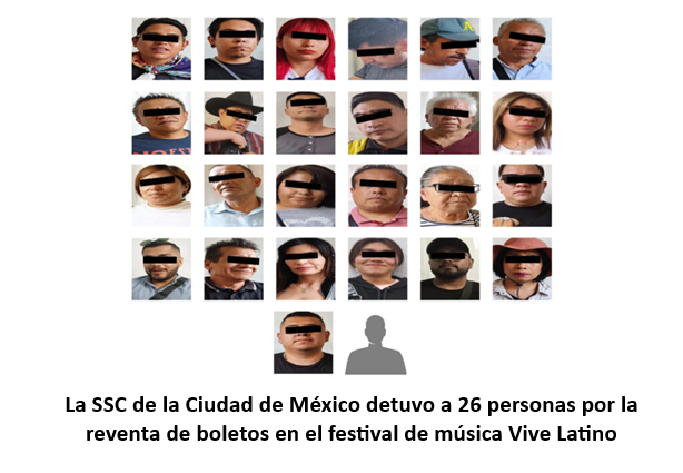 DETIENEN A 26 PERSONAS POR REVENTA DE BOLETOS EN EL VIVE LATINO