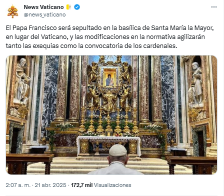ASÍ SERÁ EL PROCESO PARA ELEGIR AL NUEVO PAPA TRAS LA MUERTE DE FRANCISCO