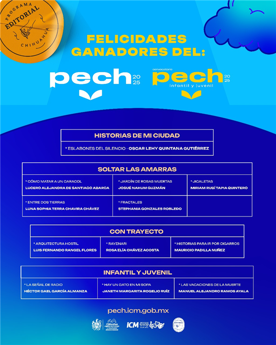 ANUNCIA MUNICIPIO A LOS SELECCIONADOS DEL PROGRAMA EDITORIAL CHIHUAHUA 2025