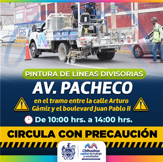 PINTARÁ MUNICIPIO LÍNEAS DIVISORIAS DE CARRILES EN LA AVENIDA PACHECO ESTE MARTES