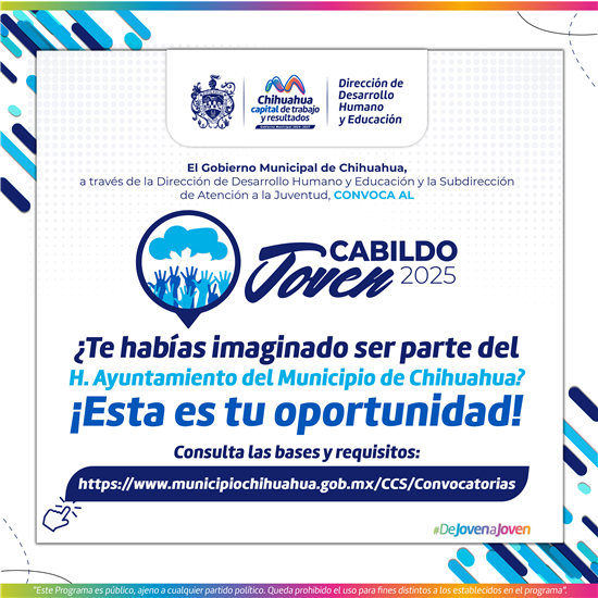 LANZA GOBIERNO MUNICIPAL CONVOCATORIA PARA INTEGRAR EL CABILDO JOVEN 2025