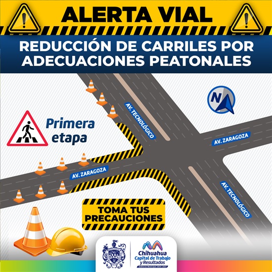 ¡ALERTA! HABRÁ REDUCCIÓN DE CARRILES EN LAS AVENIDAS ZARAGOZA Y TECNOLÓGICO POR ADECUACIONES PEATONALES