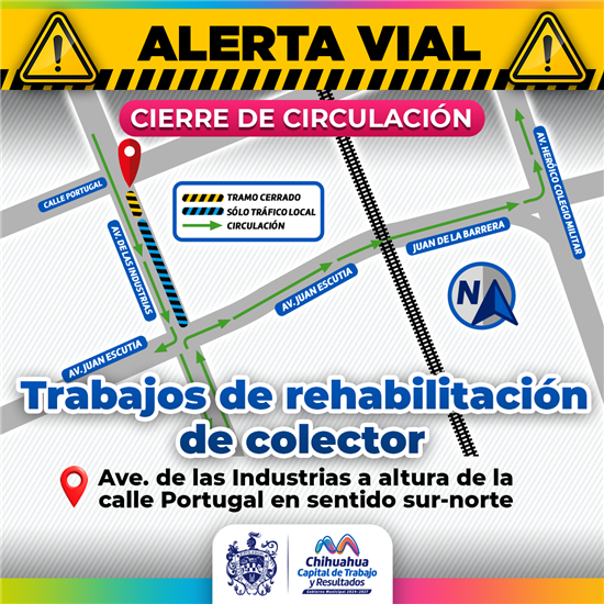 ALERTA VIAL CIERRAN TRAMO DE LA AVENIDA INDUSTRIAS POR LABORES DE REHABILITACIÓN DE COLECTOR