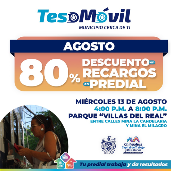 APROVECHA DESCUENTO DEL 80 POR CIENTO EN LOS RECARGOS DEL PREDIAL PAGANDO EN AGOSTO