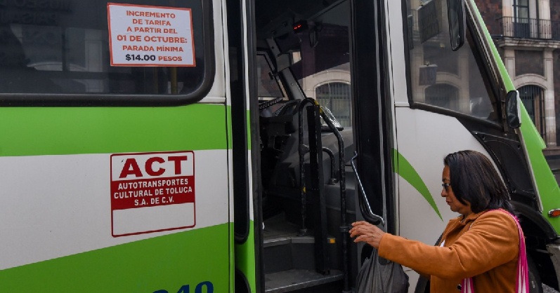 EL MIÉRCOLES SUBIRÁ 2 PESOS LA TARIFA DEL TRANSPORTE PÚBLICO EN EDOMEX