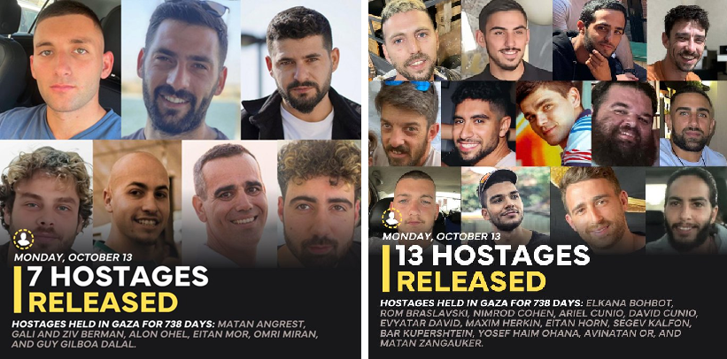 HAMÁS LIBERA A LOS 20 REHENES ISRAELÍES VIVOS TRAS DOS AÑOS DE LA GUERRA EN GAZA