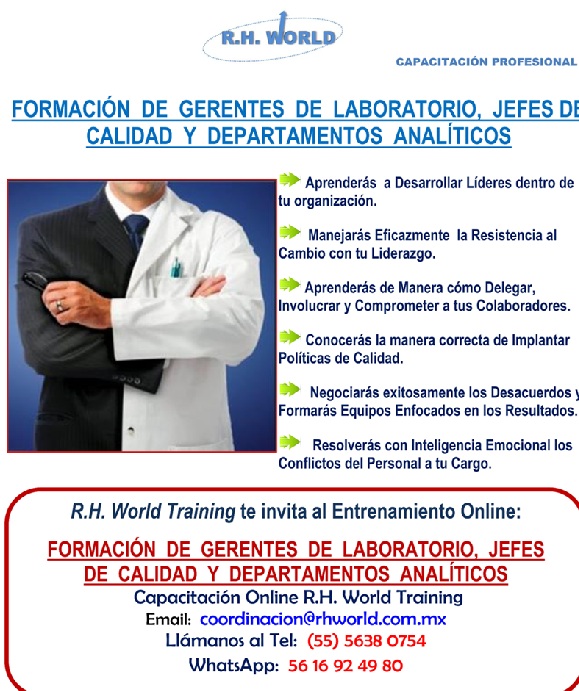 FORMACIÓN DE GERENTES DE LABORATORIO,  JEFES DE  CALIDAD Y DEPARTAMENTOS ANALÍTICOS