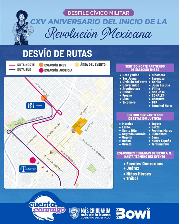 TENDRÁ BOWÍ DESVÍO TEMPORAL POR DESFILE DE LA REVOLUCIÓN MEXICANA