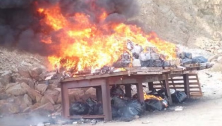 AUTORIDADES FEDERALES REALIZARON LA INCINERACIÓN DE CASI CINCO TONELADAS DE CLORHIDRATO DE COCAÍNA EN ACAPULCO, GUERRERO