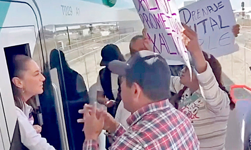 LA PRESIDENTA DE MÉXICO FUE FRENADA CUANDO INICIABA UN VIAJE EN TREN EN LA NUEVA OBRA DE LECHERÍA AL AIFA.