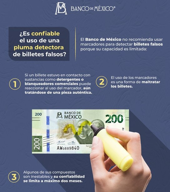 BANXICO NO AUTORIZA PLUMONES VERIFICADORES DE BILLETES