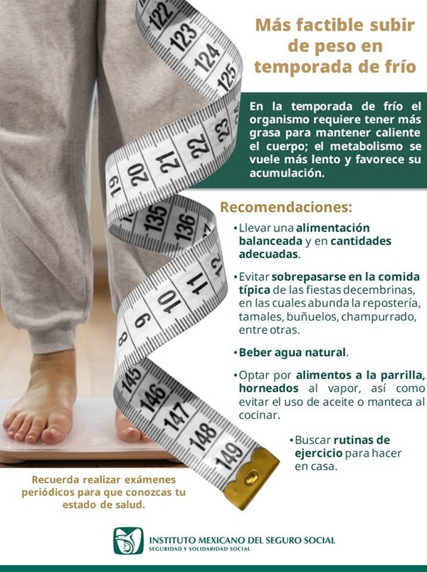 ADVIERTE IMSS CHIHUAHUA SOBRE AUMENTO DE PESO EN TEMPORADA DE FRÍO 