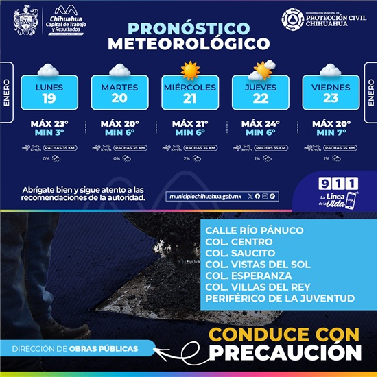 PRONOSTICAN MAÑANAS FRÍAS Y TARDES TEMPLADAS ESTA SEMANA: PROTECCIÓN CIVIL MUNICIPAL