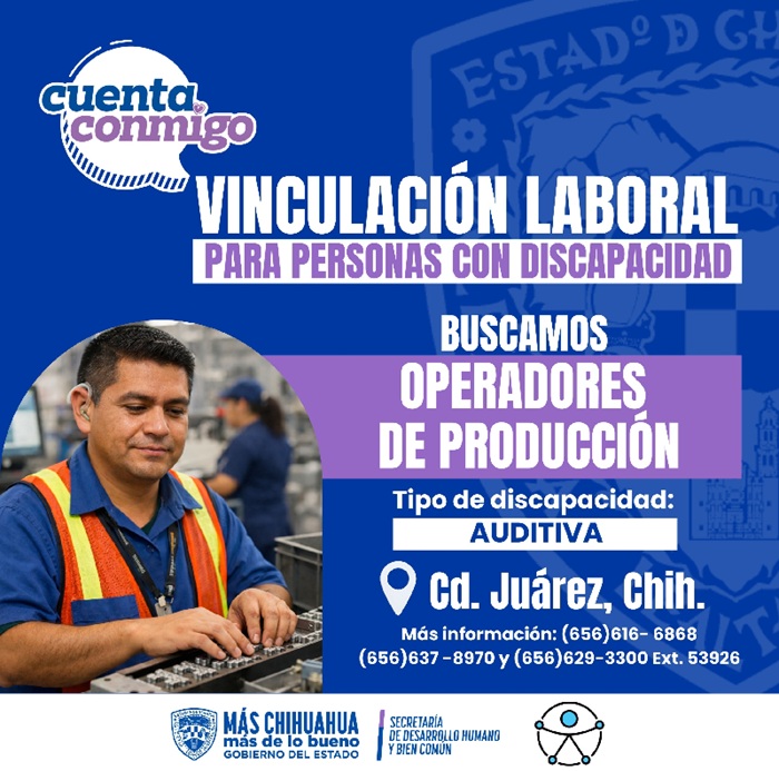 ANUNCIA GOBIERNO DEL ESTADO NUEVAS VACANTES LABORALES PARA PERSONAS EN CONDICIÓN DE VULNERABILIDAD