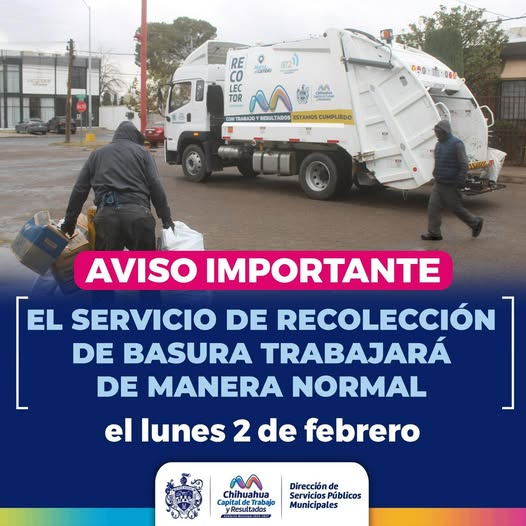 SERVICIO DE RECOLECCIÓN DE BASURA SERA DE MANERA NORMAL EL LUNES