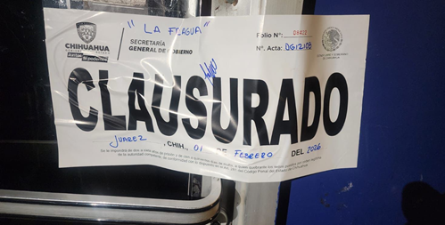 REALIZA GOBERNACIÓN ESTATAL 239 INSPECCIONES Y CLAUSURA 6 ESTABLECIMIENTOS DURANTE LA ÚLTIMA SEMANA