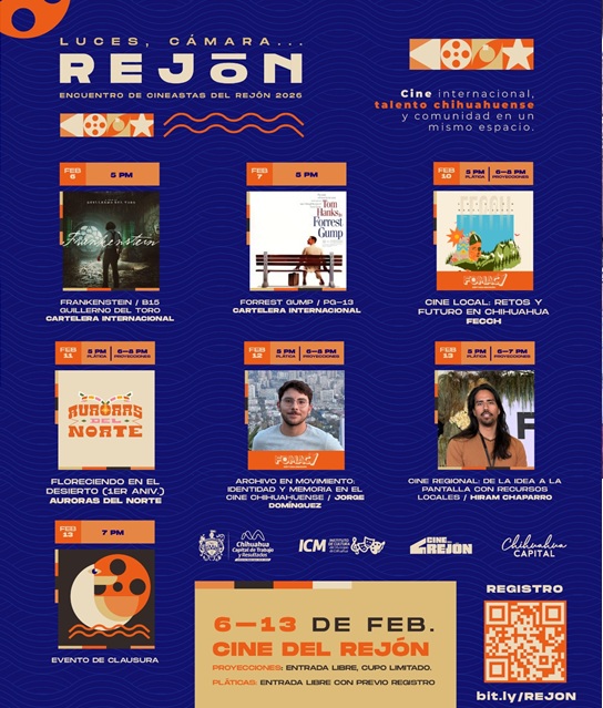 ANUNCIAN CARTELERA DE “LUCES, CÁMARA… REJÓN”, ENCUENTRO DE CINEASTAS EN EL CINE DEL REJÓN