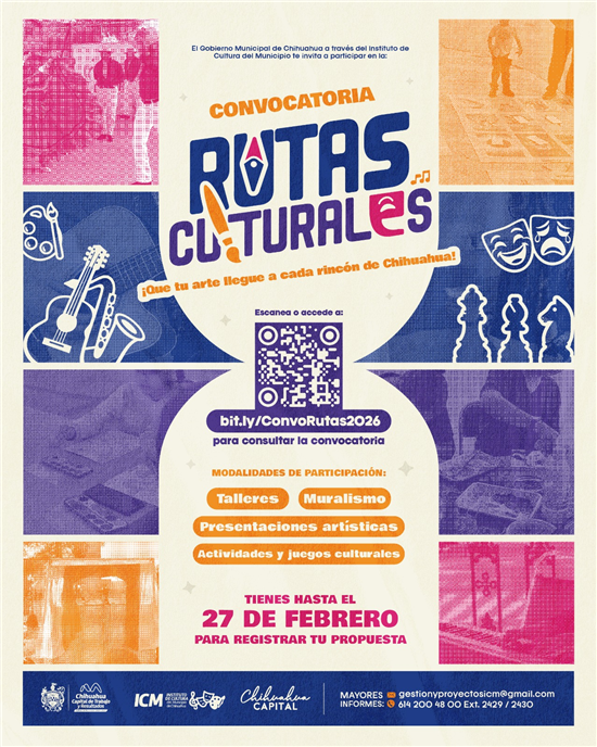 ¡MUESTRA TU ARTE A LA CIUDAD! ABRE MUNICIPIO CONVOCATORIA RUTAS CULTURALES 2026