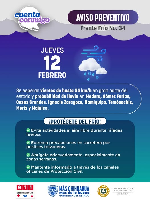 ESTE JUEVES SE ESPERAN VIENTOS FUERTES EN GRAN PARTE DEL ESTADO