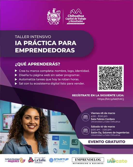 INVITA MUNICIPIO A CONFERENCIA Y TALLERES EN INTELIGENCIA ARTIFICIAL PARA EMPRENDEDORAS Y FAMILIAS