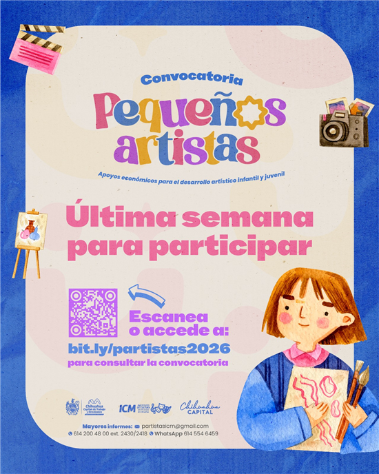 ÚLTIMOS DÍAS PARA SER PARTE DE LA CONVOCATORIA “PEQUEÑOS ARTISTAS” DEL MUNICIPIO