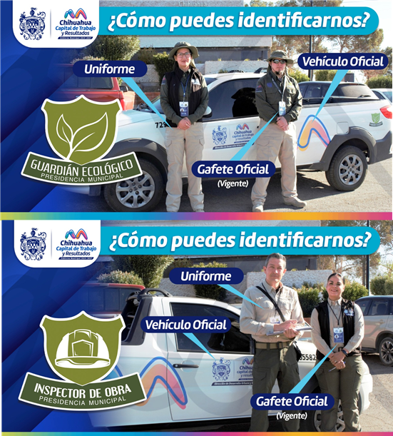 NO TE DEJES SORPRENDER: IDENTIFICA A LOS INSPECTORES DE OBRAS Y GUARDIANES ECOLÓGICOS DE MUNICIPIO