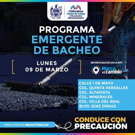 ¡TOMA PRECAUCIONES! PROGRAMA DE BACHEO PERMANENTE