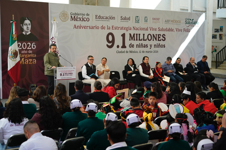 SEP E IMSS INFORMAN QUE EN UN AÑO 9.1 MILLONES DE ESTUDIANTES HAN SIDO VALORADOS EN 75 MIL PRIMARIAS CON VIVE SALUDABLE, VIVE FELIZ