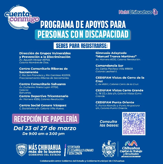 ANUNCIAN ESTADO Y MUNICIPIO CONVOCATORIA PARA “APOYO ECONÓMICO A PERSONAS CON DISCAPACIDAD 2026”
