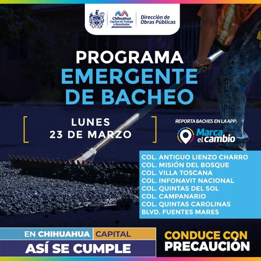 TOMA PRECAUCIONES EN ESTAS ZONAS DE BACHEO