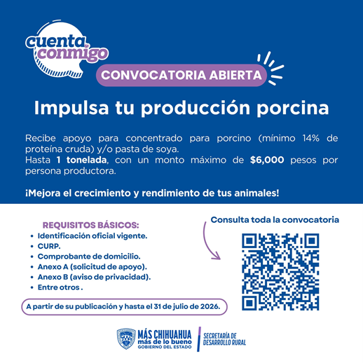 APOYA ESTADO A PORCICULTORES CHIHUAHUENSES CON CONCENTRADO ALIMENTICIO