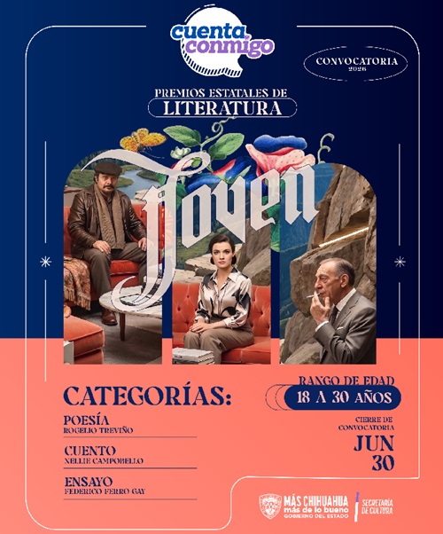 ABRE SECRETARÍA DE CULTURA CONVOCATORIA PARA PARTICIPAR EN LOS PREMIOS ESTATALES DE LITERATURA JOVEN 2026