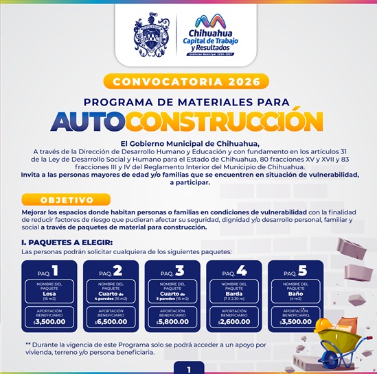 APOYA MUNICIPIO A FAMILIAS VULNERABLES CON MATERIALES DE AUTOCONSTRUCCIÓN