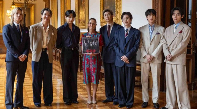 CLAUDIA SHEINBAUM RECIBE EN MÉXICO A LA AGRUPACIÓN SURCOREANA DE K-POP BTS