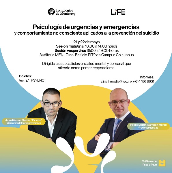 TEC DE MONTERREY REALIZARÁ ENCUENTRO ESPECIALIZADO SOBRE PREVENCIÓN DEL SUICIDIO Y ATENCIÓN EN EMERGENCIAS DE SALUD MENTAL